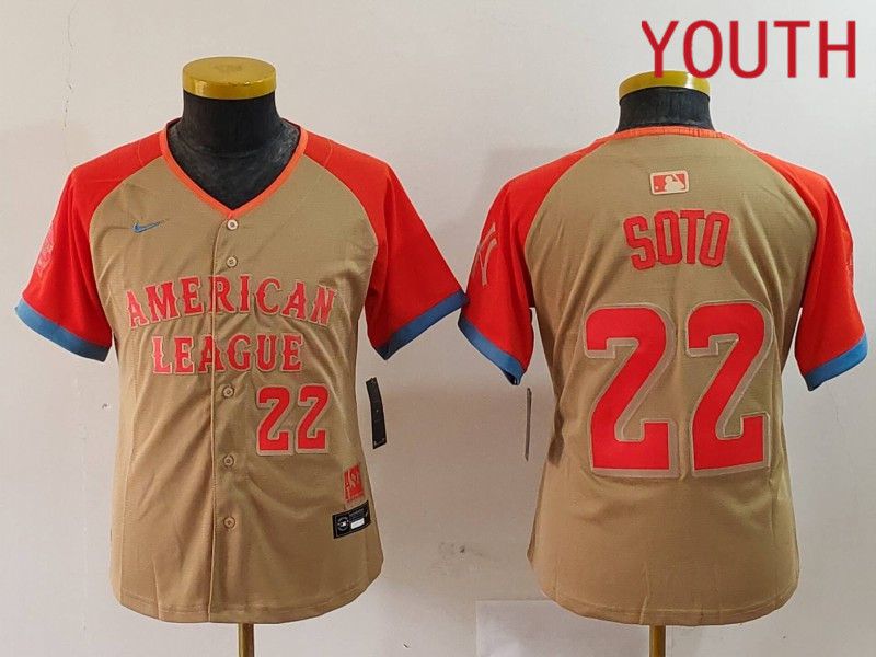 Youth New York Yankees #22 Soto Orange All star 2024 Nike MLB Jersey style 5->youth mlb jersey->Youth Jersey